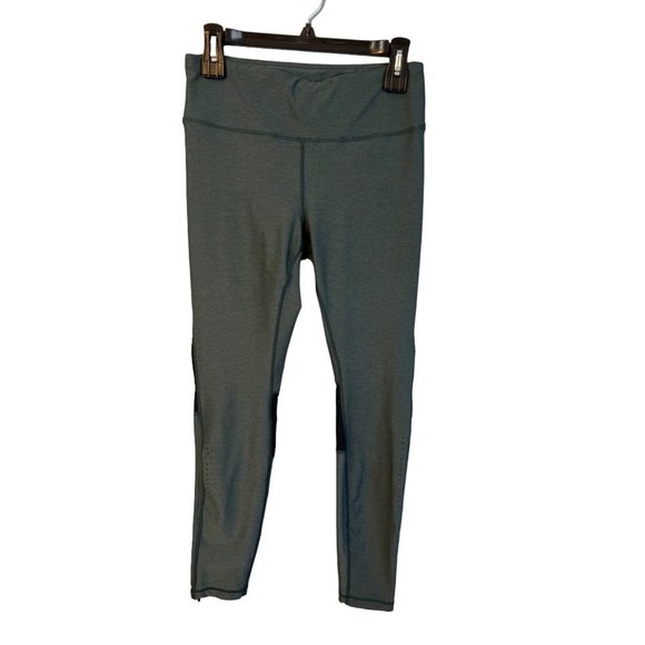 895‎ Spruce Green Performance Leggings Medium Zippered Legs Perforated Panels - Picture 1 of 7